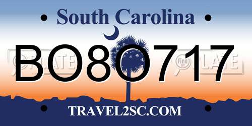 BO8O717 South Carolina License Plate
