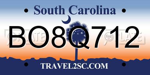 BO8Q712 South Carolina License Plate