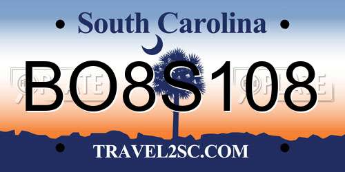 BO8S108 South Carolina License Plate