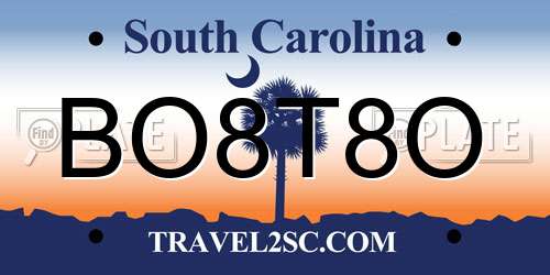 BO8T8O South Carolina License Plate