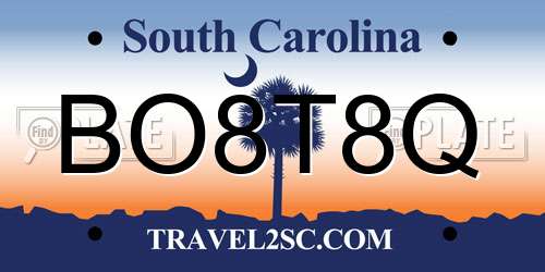 BO8T8Q South Carolina License Plate