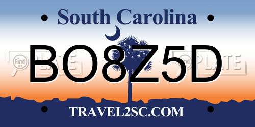 BO8Z5D South Carolina License Plate