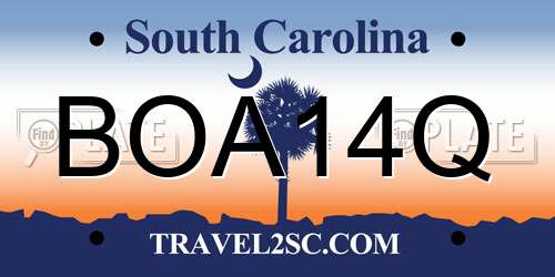 BOA14Q South Carolina License Plate