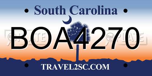 BOA4270 South Carolina License Plate