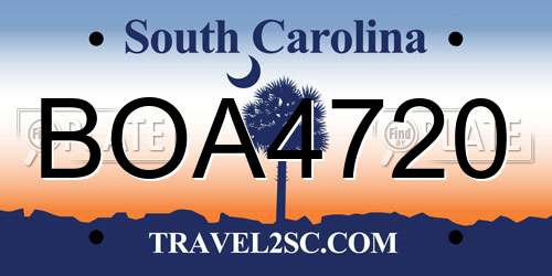 BOA4720 South Carolina License Plate