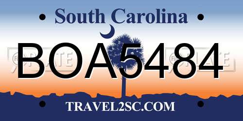 BOA5484 South Carolina License Plate
