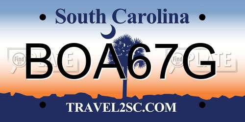 BOA67G South Carolina License Plate