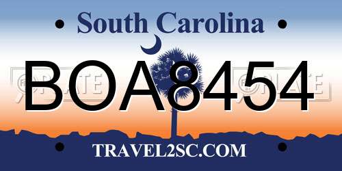 BOA8454 South Carolina License Plate