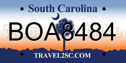 BOA8484 South Carolina License Plate