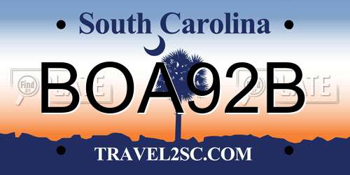 BOA92B South Carolina License Plate