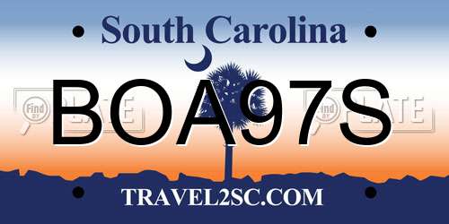 BOA97S South Carolina License Plate
