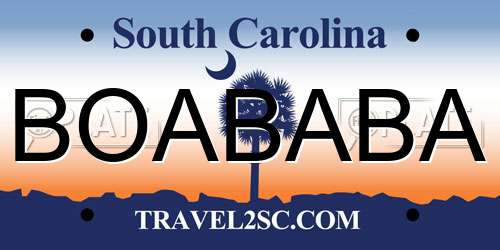 BOABABA South Carolina License Plate