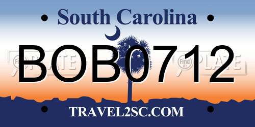 BOB0712 South Carolina License Plate