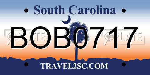 BOB0717 South Carolina License Plate