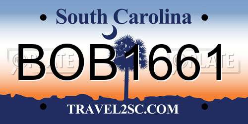 BOB1661 South Carolina License Plate