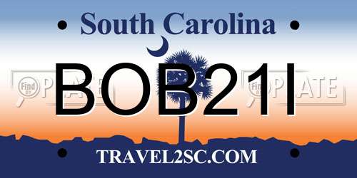 BOB21I South Carolina License Plate
