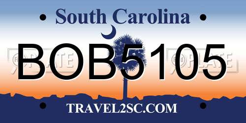 BOB5105 South Carolina License Plate