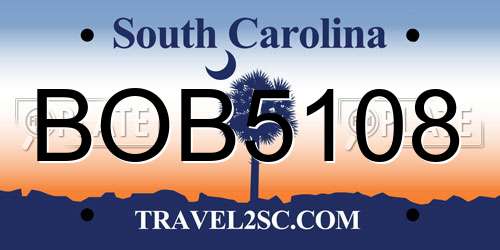 BOB5108 South Carolina License Plate