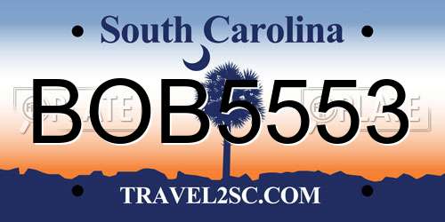 BOB5553 South Carolina License Plate