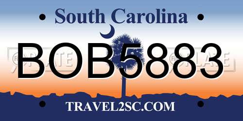 BOB5883 South Carolina License Plate
