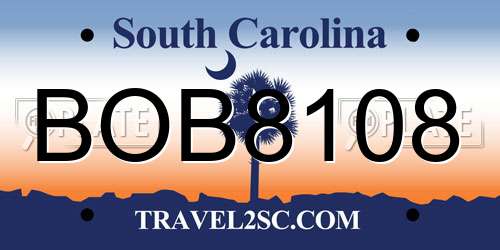 BOB8108 South Carolina License Plate