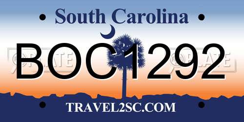 BOC1292 South Carolina License Plate