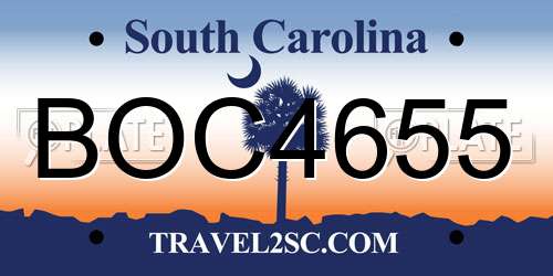 BOC4655 South Carolina License Plate