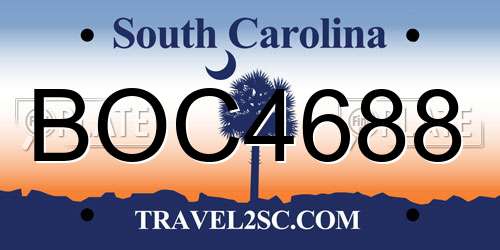 BOC4688 South Carolina License Plate