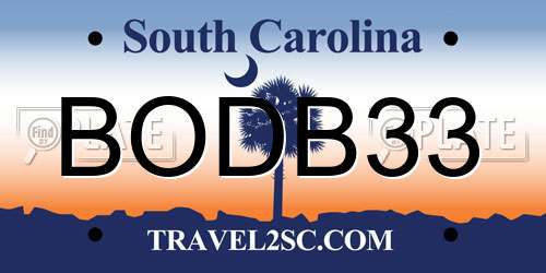BODB33 South Carolina License Plate