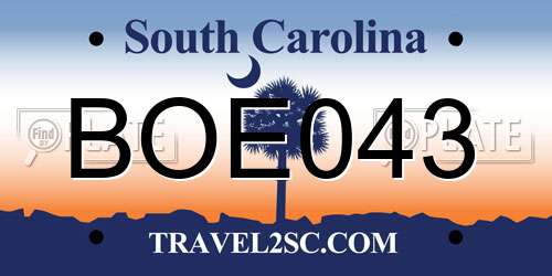 BOE043 South Carolina License Plate