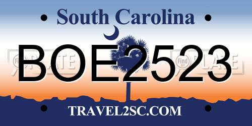 BOE2523 South Carolina License Plate