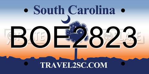 BOE2823 South Carolina License Plate