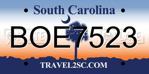 BOE7523 South Carolina License Plate