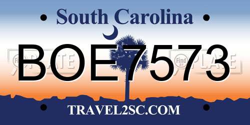 BOE7573 South Carolina License Plate