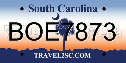 BOE7873 South Carolina License Plate