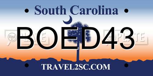 BOED43 South Carolina License Plate