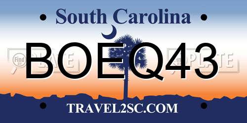 BOEQ43 South Carolina License Plate