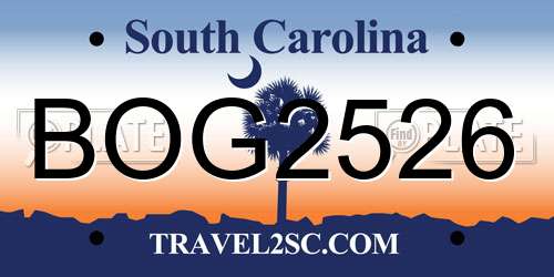 BOG2526 South Carolina License Plate