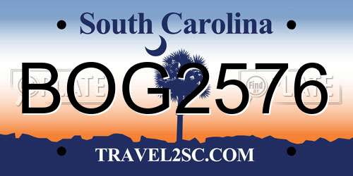 BOG2576 South Carolina License Plate
