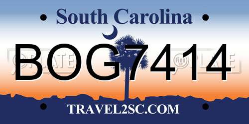 BOG7414 South Carolina License Plate