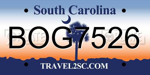 BOG7526 South Carolina License Plate
