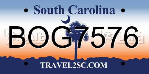BOG7576 South Carolina License Plate