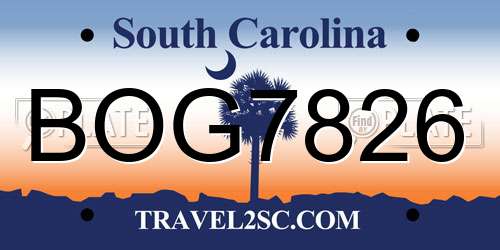 BOG7826 South Carolina License Plate