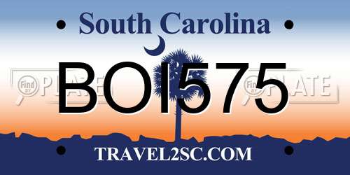 BOI575 South Carolina License Plate