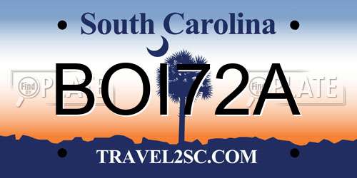 BOI72A South Carolina License Plate