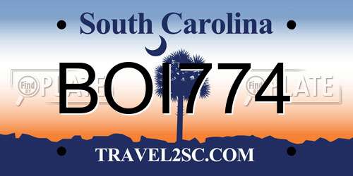 BOI774 South Carolina License Plate