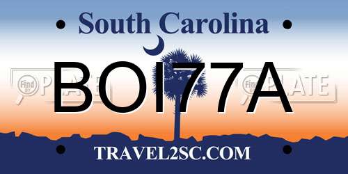 BOI77A South Carolina License Plate