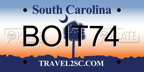 BOIT74 South Carolina License Plate