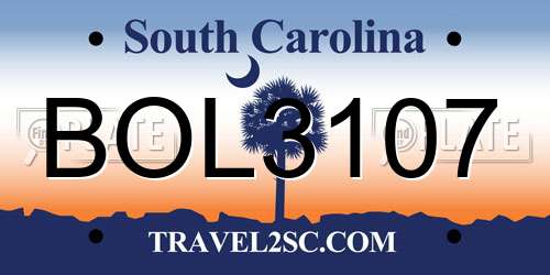 BOL3107 South Carolina License Plate