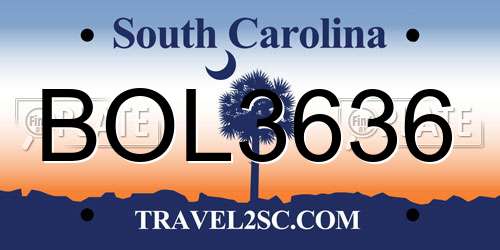 BOL3636 South Carolina License Plate